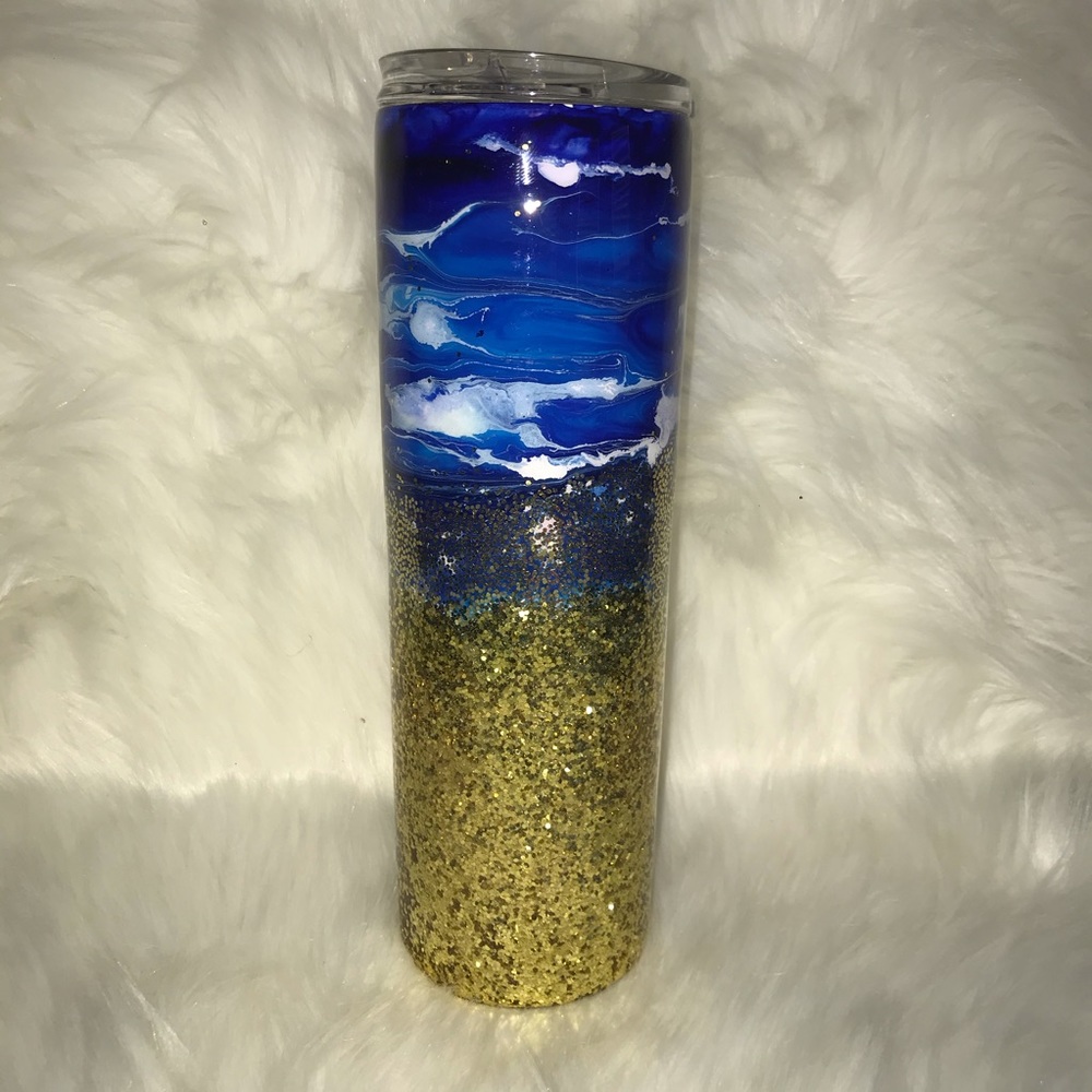 30oz Skinny Tumbler With Straw Stainless Steel